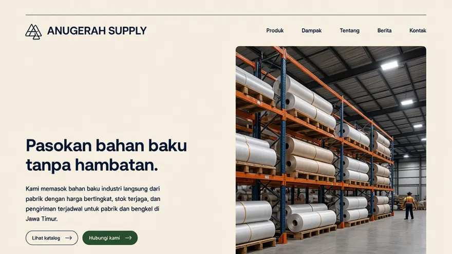 Contoh rancangan halaman Distributor B2B