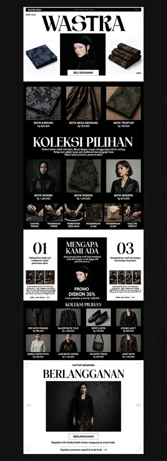 Contoh rancangan halaman Toko Batik Tulis