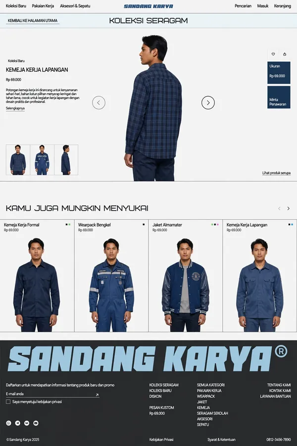 Contoh rancangan halaman Toko Seragam Kerja