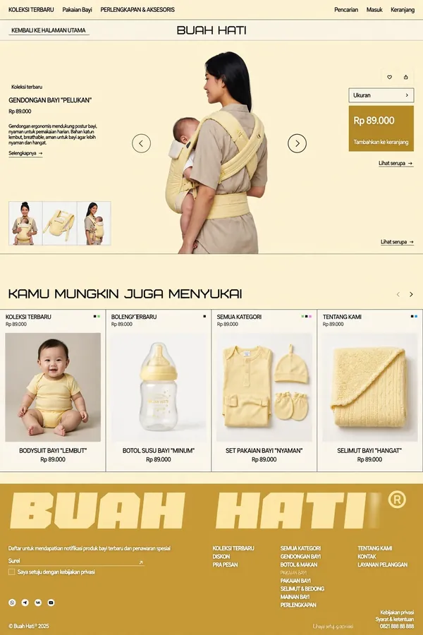 Contoh rancangan halaman Toko Perlengkapan Bayi