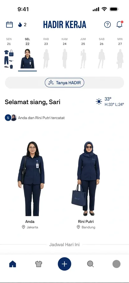 Contoh rancangan halaman Aplikasi Absensi