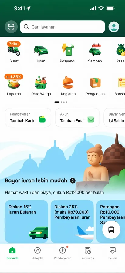 Contoh rancangan halaman Aplikasi Layanan Warga