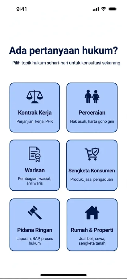 Contoh rancangan halaman Aplikasi Konsultasi Hukum